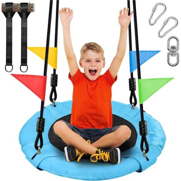 24 inch Kids Tree Swing, Outdoor Small Saucer Swing - 900D Oxford Platform Swing - Picture 1 of 6
